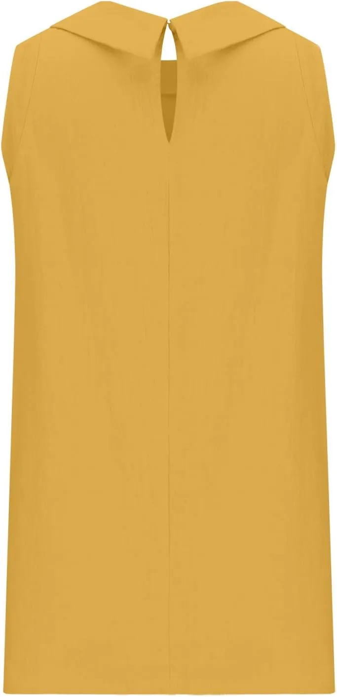 Linen Tank Top for Women 2025 Summer Casual Shirt Cotton Solid Sleeveless Beach Tops Fashion Lapel Vacation Clothes