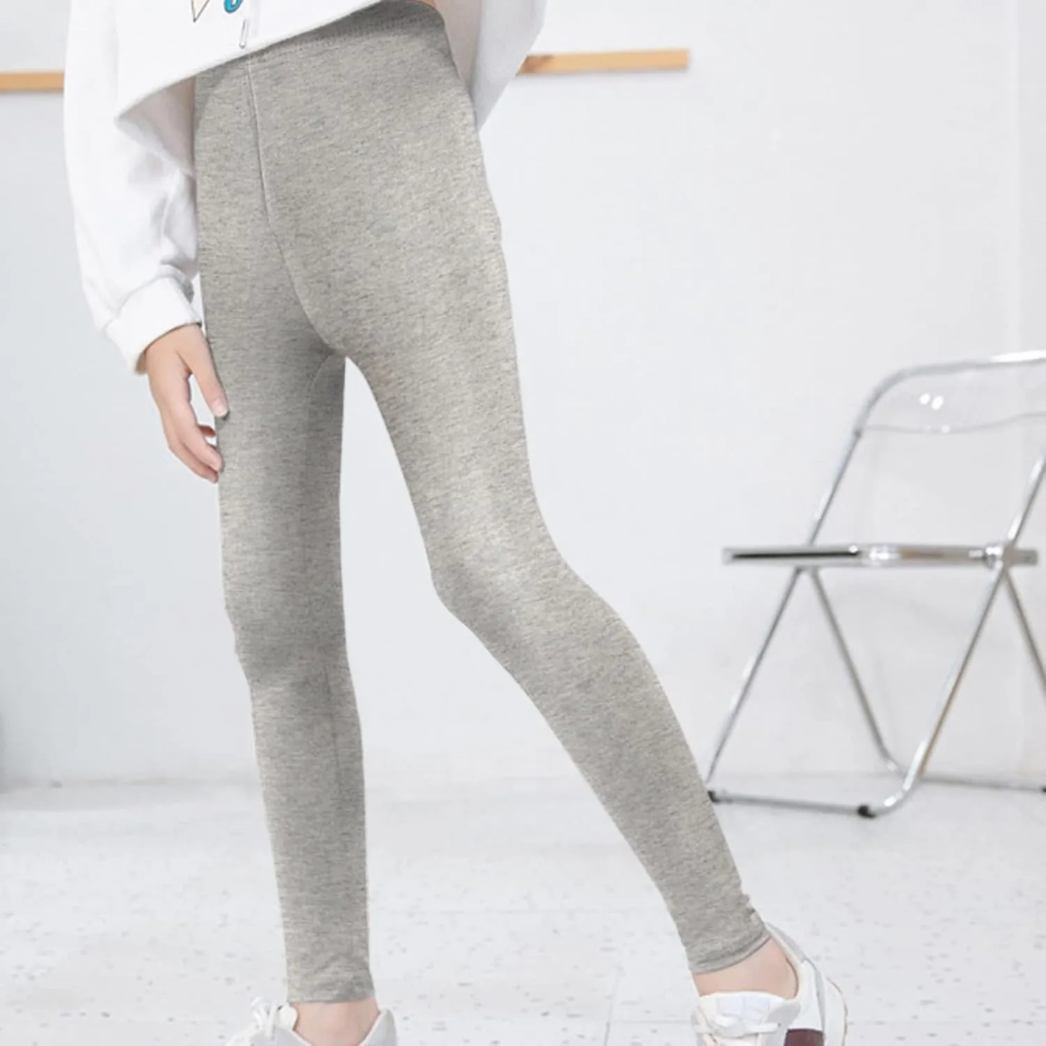 Little Girls Leggings for Kids High Waist Stretch Athletic Dance Yoga Pants Toddler Solid Comfy Leggings Bottoms
