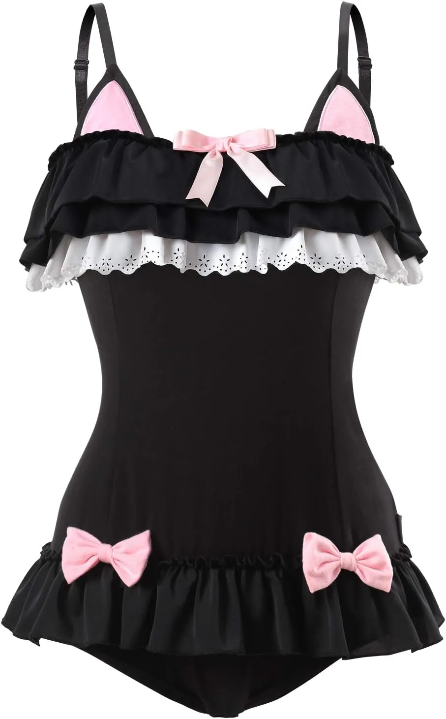 Littleforbig Cotton Fancy Kitty Romper Onesie Pajamas Teddy Lingerie One Piece Babydoll Bodysuit