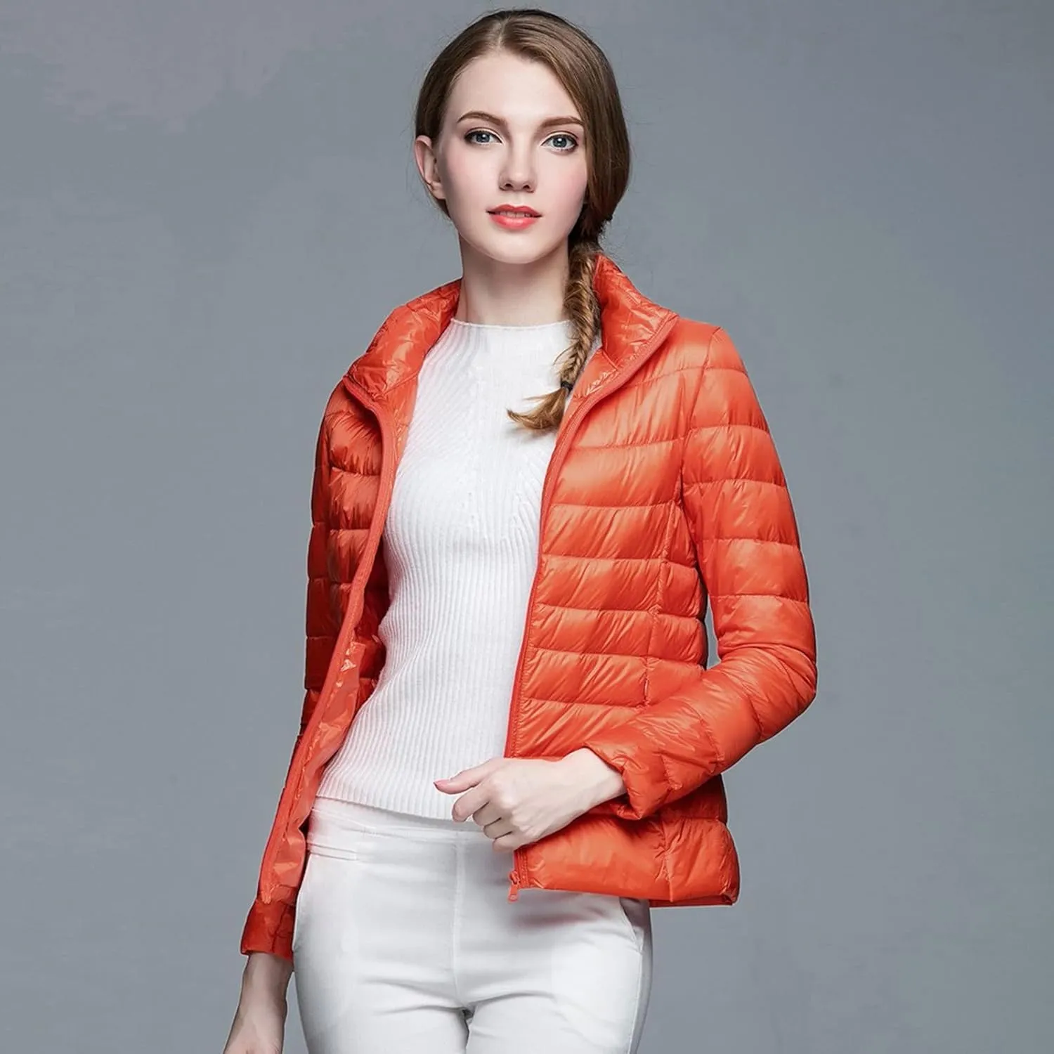 Long Down Coats for Women Stand Collar Skimpy Winter Lightweight Puffer Jackets Bubble Coats Down Jacket Women
