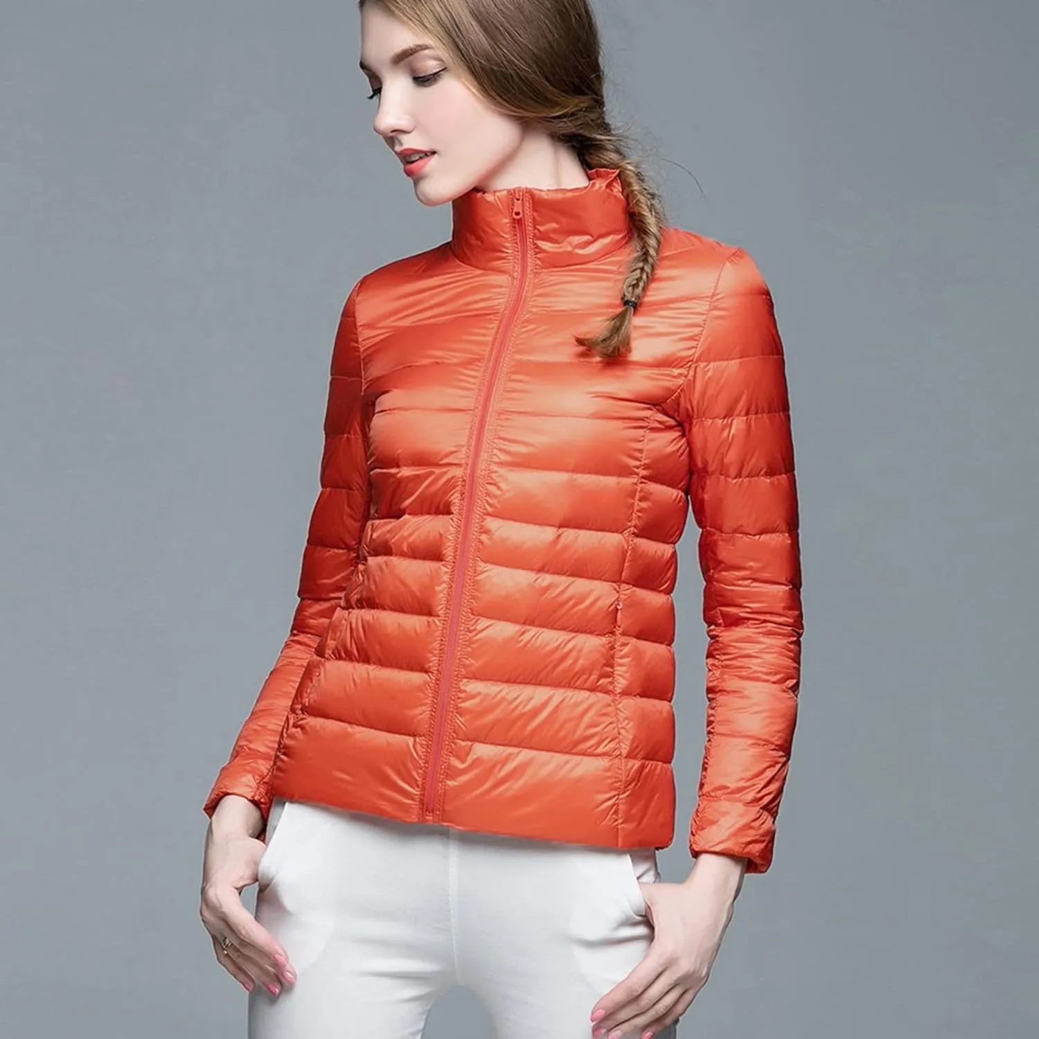 Long Down Coats for Women Stand Collar Skimpy Winter Lightweight Puffer Jackets Bubble Coats Down Jacket Women