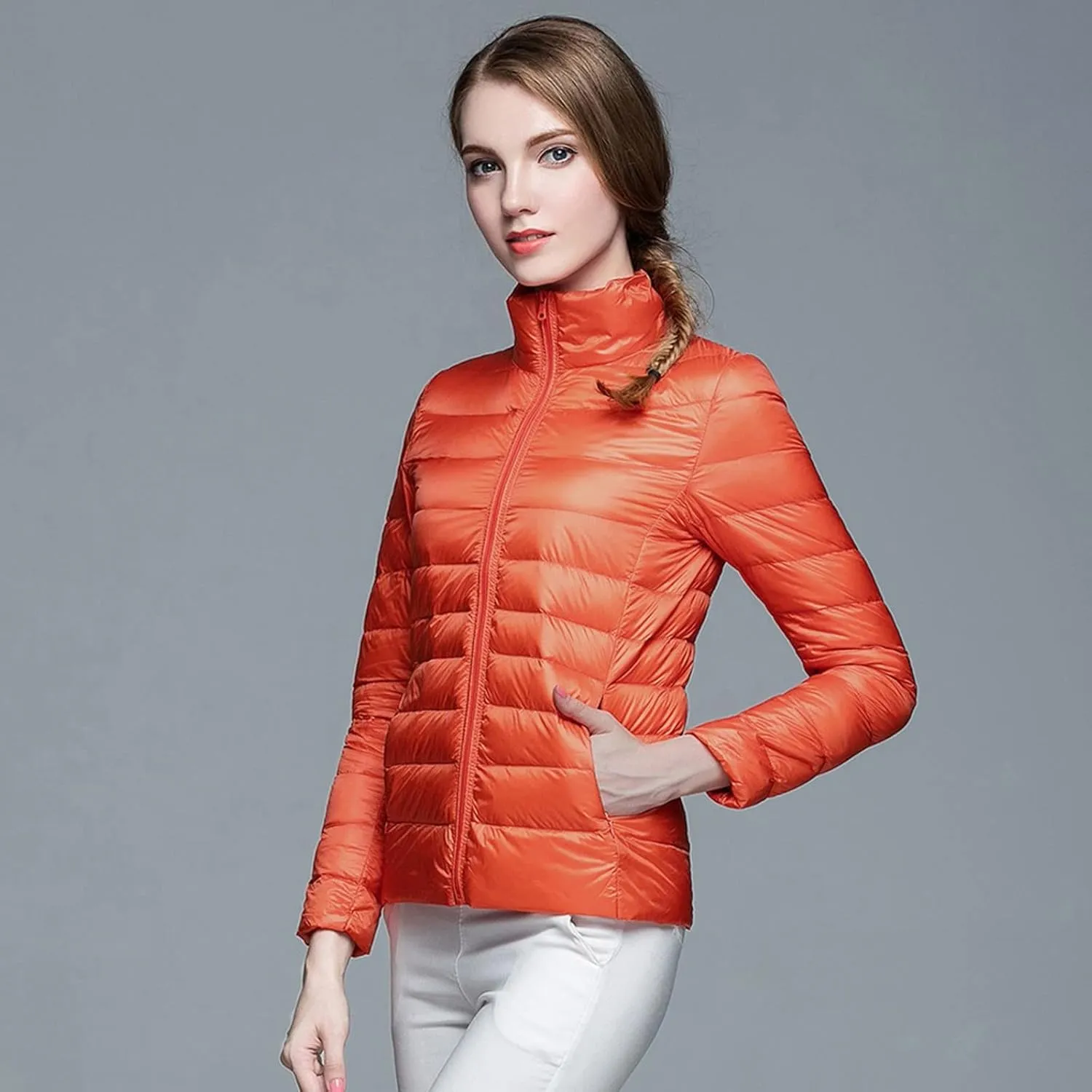 Long Down Coats for Women Stand Collar Skimpy Winter Lightweight Puffer Jackets Bubble Coats Down Jacket Women