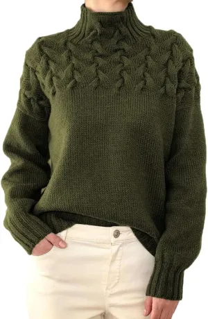Melliflo Womens Sweater Casual Long Sleeve Turtleneck Cable Knit Sweater Warm Tops Loose Jumper Tops