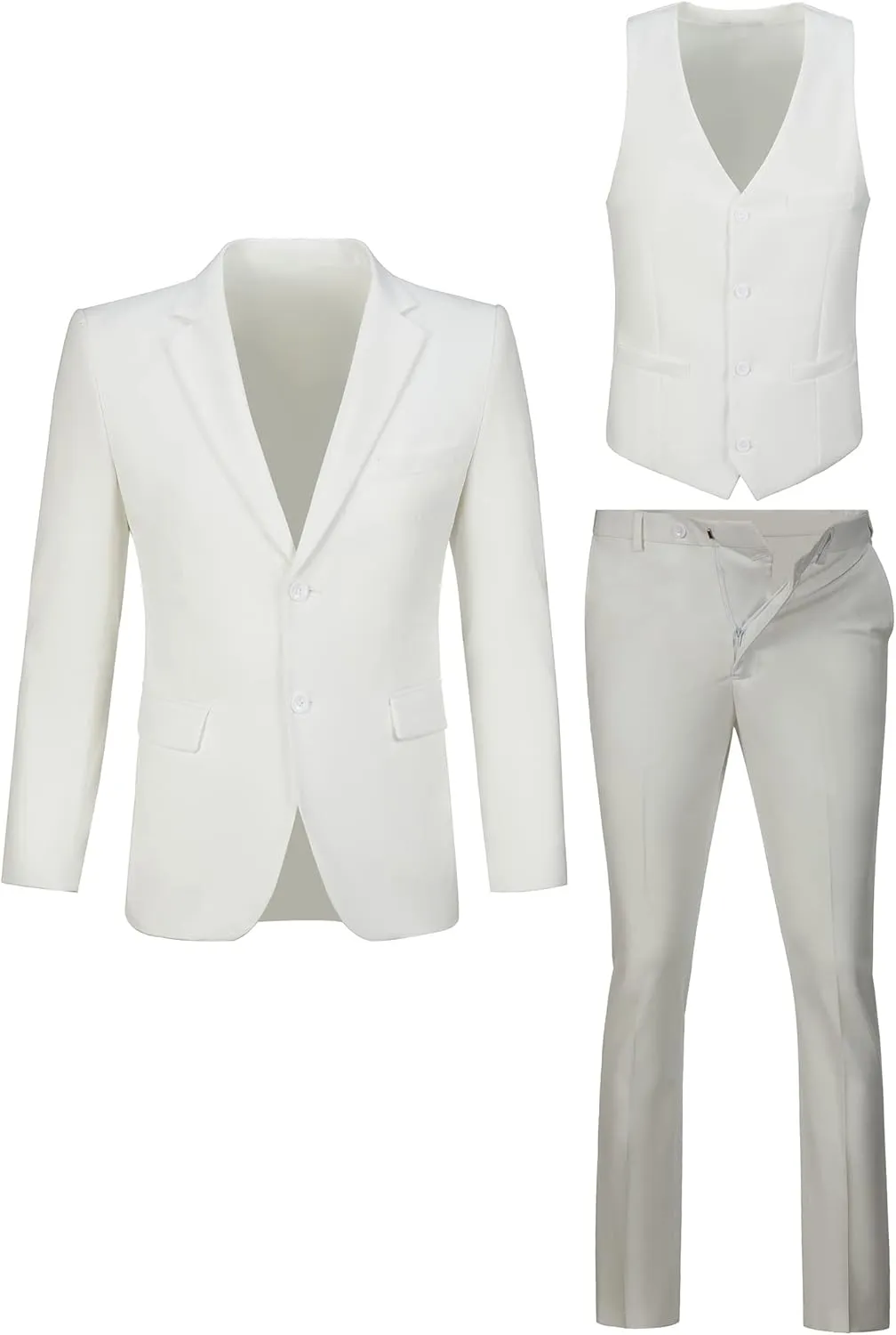 Men Suit Slim Fit 3 Piece Set Wedding Business Suits for Man Solid Formal Prom Tuxedo & Vest & Pants