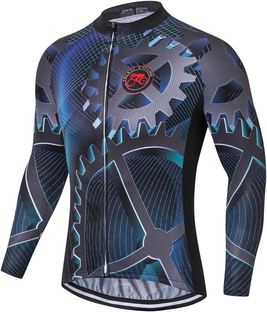 Men's Bike Shirt Tops 3D Long Sleeve Cycling Jersey Breathable Bike Jacket Biking Cycle Shirt