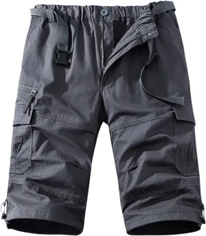 Mens Cargo Shorts Casual Button Plus Size Loose Bottoms with Multiple Pockets Flowy Classic Outdoor Work Shorts