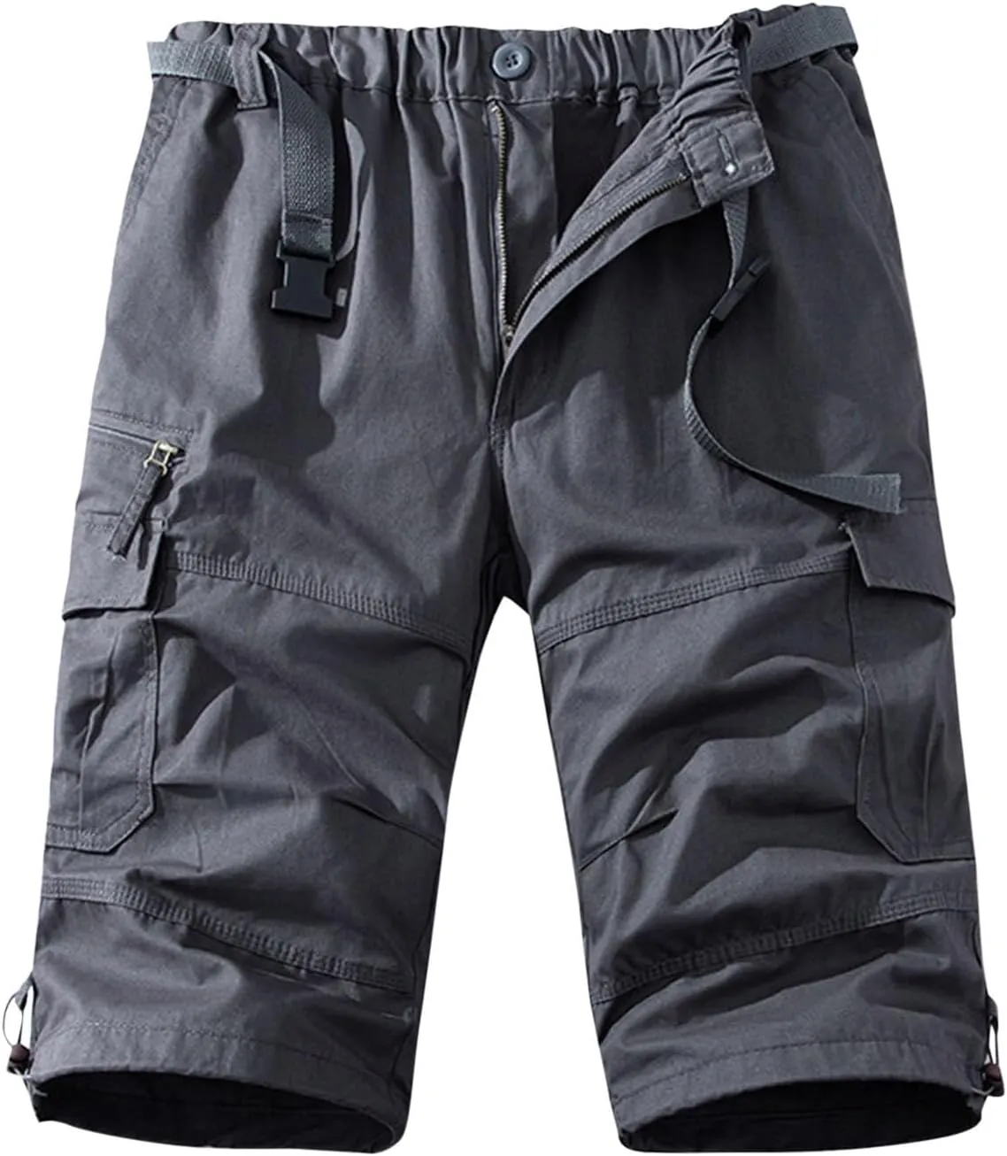 Mens Cargo Shorts Casual Button Plus Size Loose Bottoms with Multiple Pockets Flowy Classic Outdoor Work Shorts