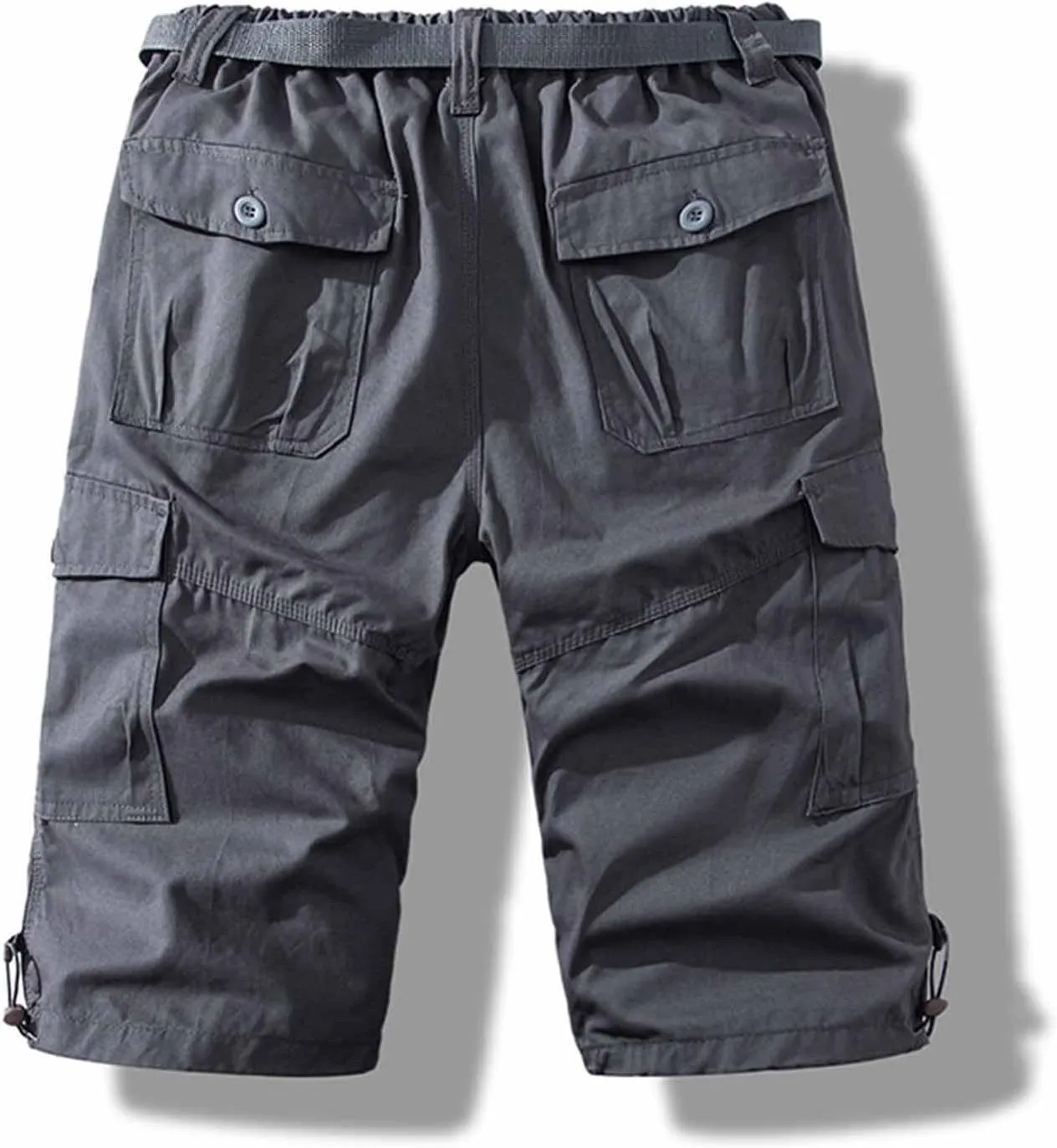 Mens Cargo Shorts Casual Button Plus Size Loose Bottoms with Multiple Pockets Flowy Classic Outdoor Work Shorts
