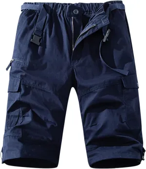 Mens Cargo Shorts Casual Button Plus Size Loose Bottoms with Multiple Pockets Flowy Classic Outdoor Work Shorts