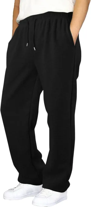 Mens Fleece Lined Joggers Pants Wide Leg Sweatpants Baggy Workout Pants Elastic Waist Cargo Pants Warm Running Pants