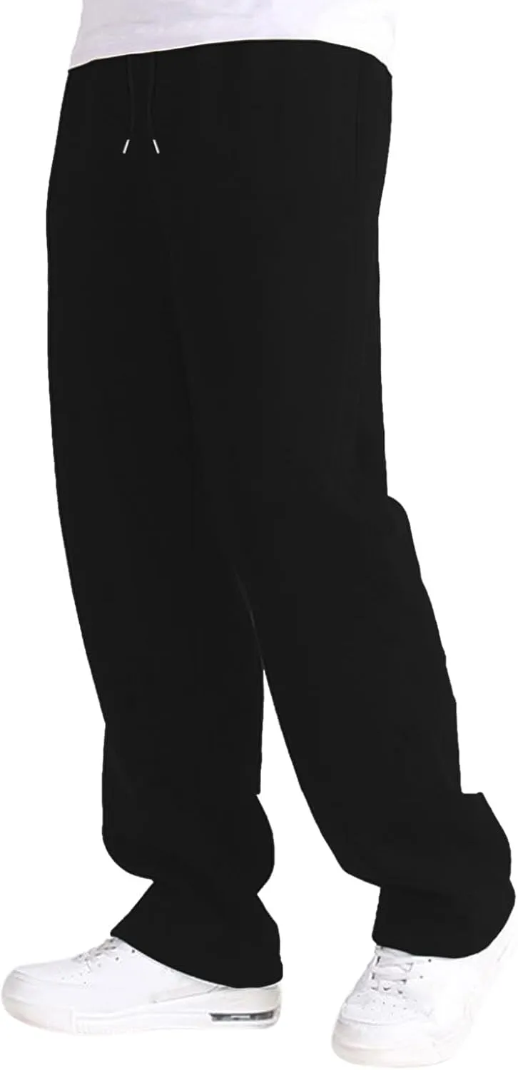 Mens Fleece Lined Joggers Pants Wide Leg Sweatpants Baggy Workout Pants Elastic Waist Cargo Pants Warm Running Pants