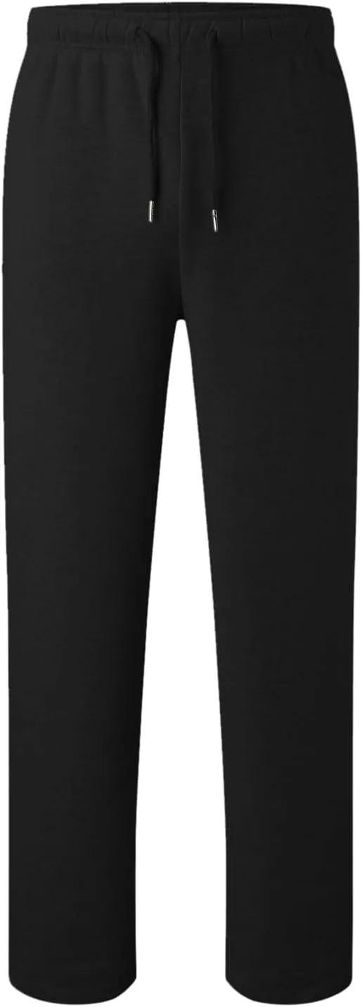Mens Fleece Lined Joggers Pants Wide Leg Sweatpants Baggy Workout Pants Elastic Waist Cargo Pants Warm Running Pants