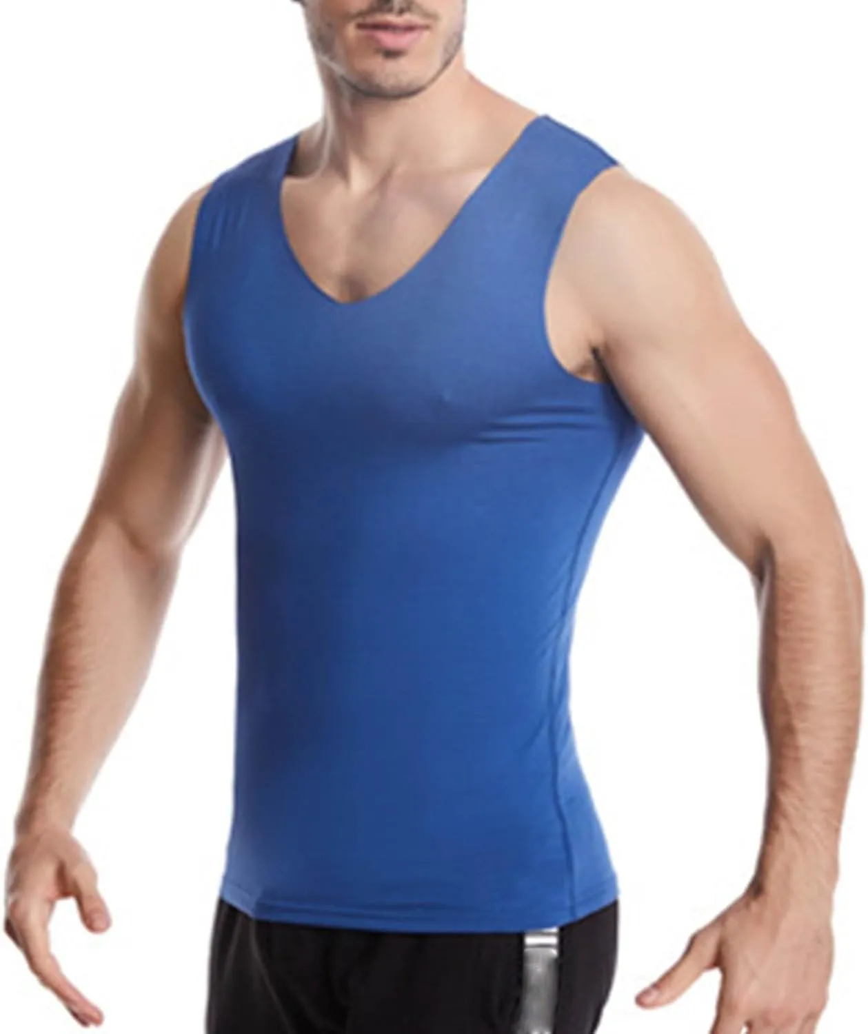 Men's Modal Quick Dry Tank Tops Casual Slim Fit Stretch Sleeveless V Neck Top Summer Gym Workout Muscle Tee Shirts