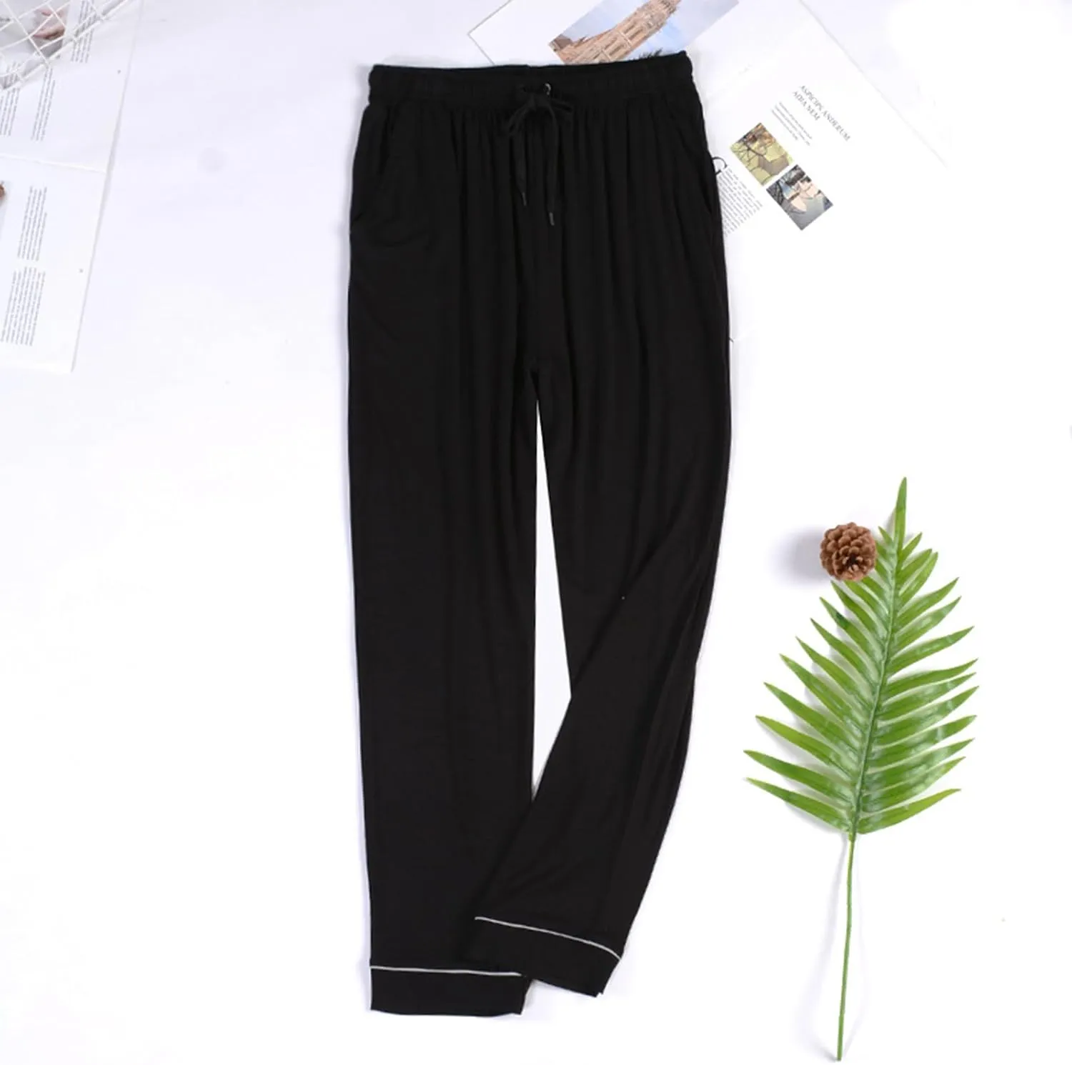 Men's Pajama Pants-Men's Extended Sizes Knit Sleep Pajama Lounge Pant Summer Modal PJ Bottoms