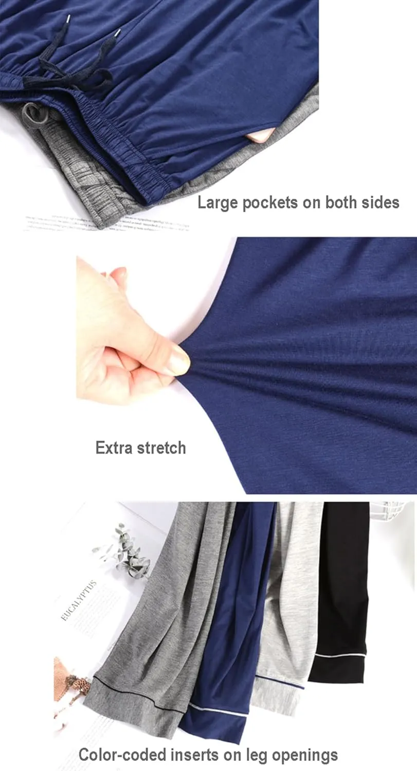 Men's Pajama Pants-Men's Extended Sizes Knit Sleep Pajama Lounge Pant Summer Modal PJ Bottoms