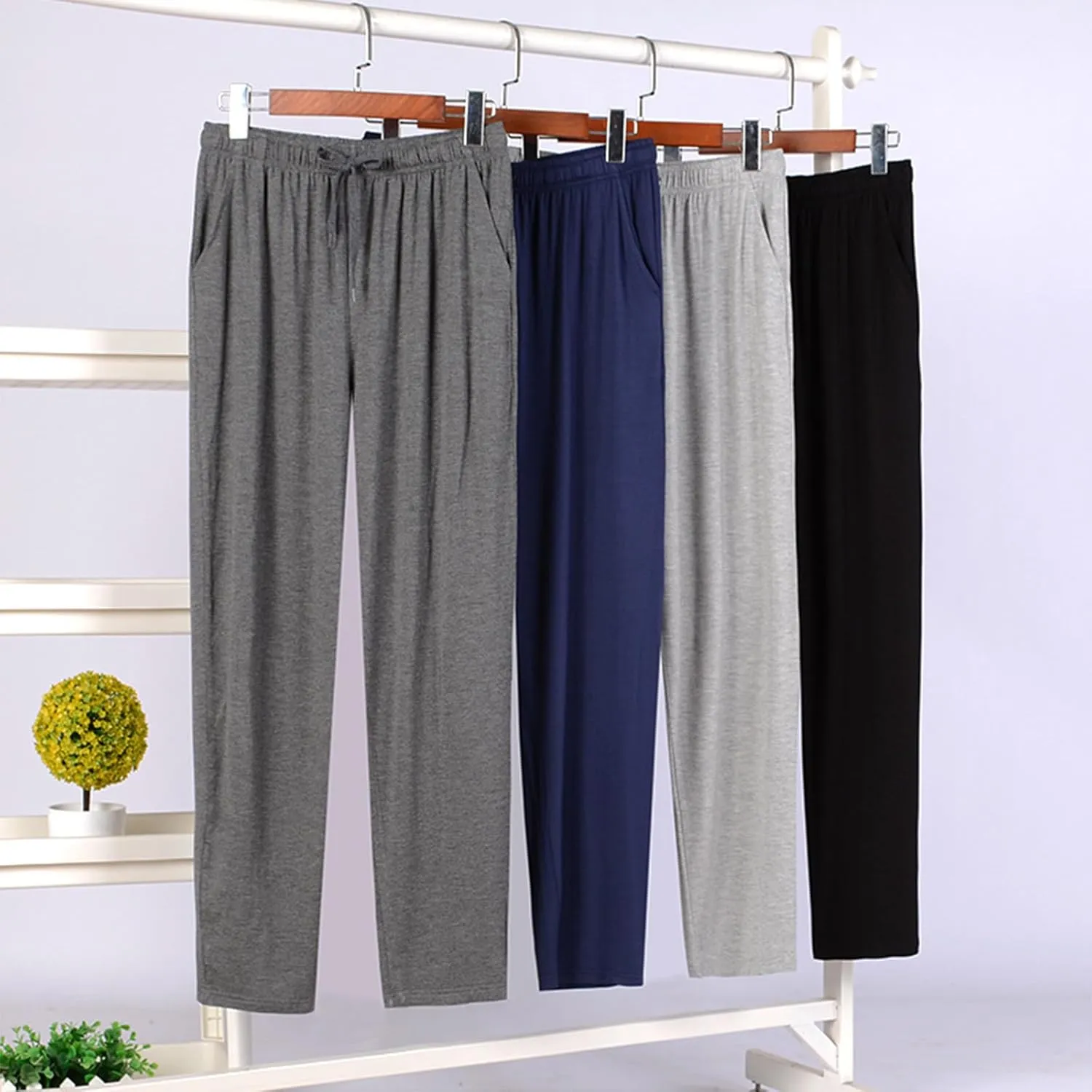 Men's Pajama Pants-Men's Extended Sizes Knit Sleep Pajama Lounge Pant Summer Modal PJ Bottoms