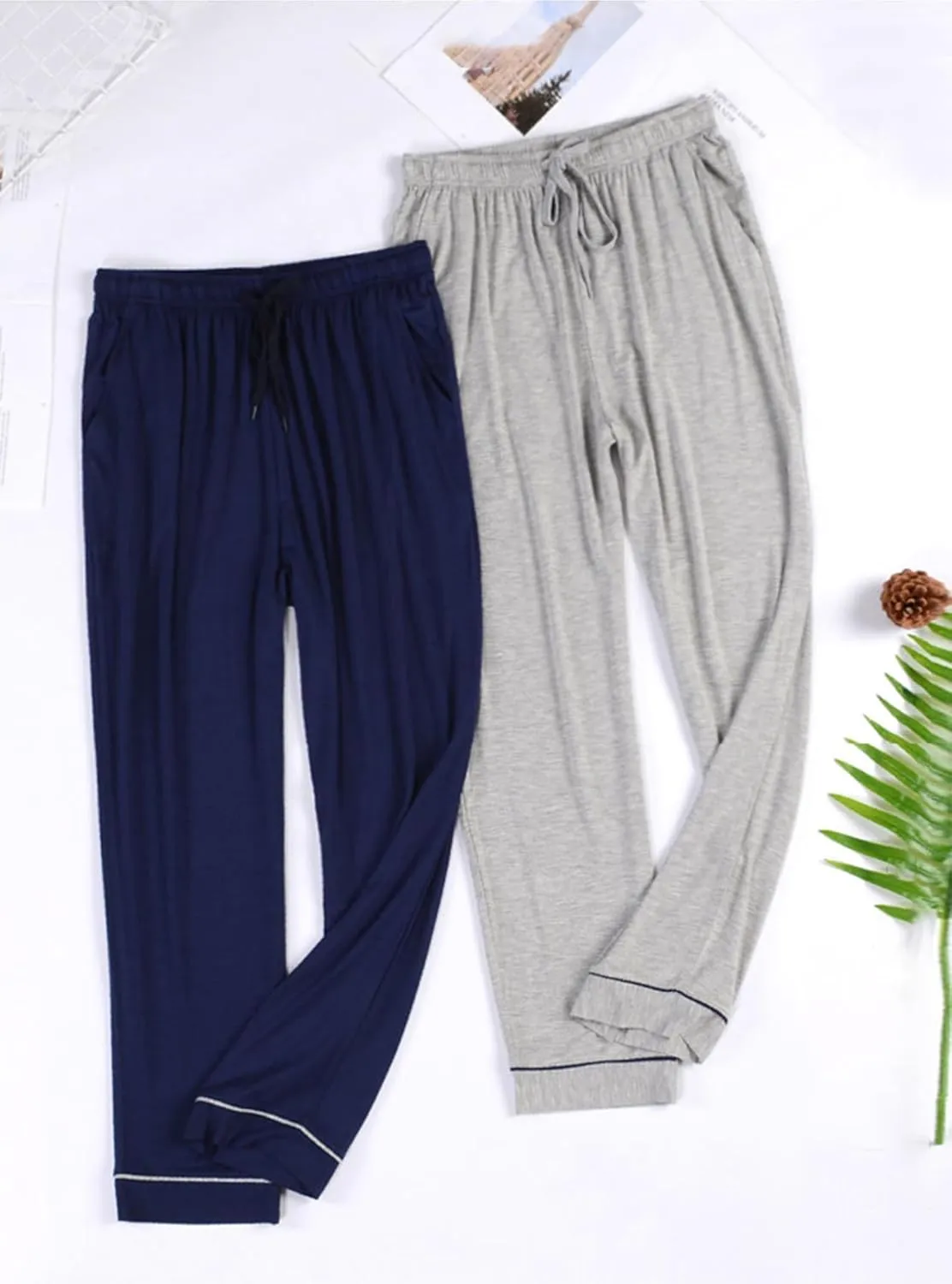 Men's Pajama Pants-Men's Extended Sizes Knit Sleep Pajama Lounge Pant Summer Modal PJ Bottoms