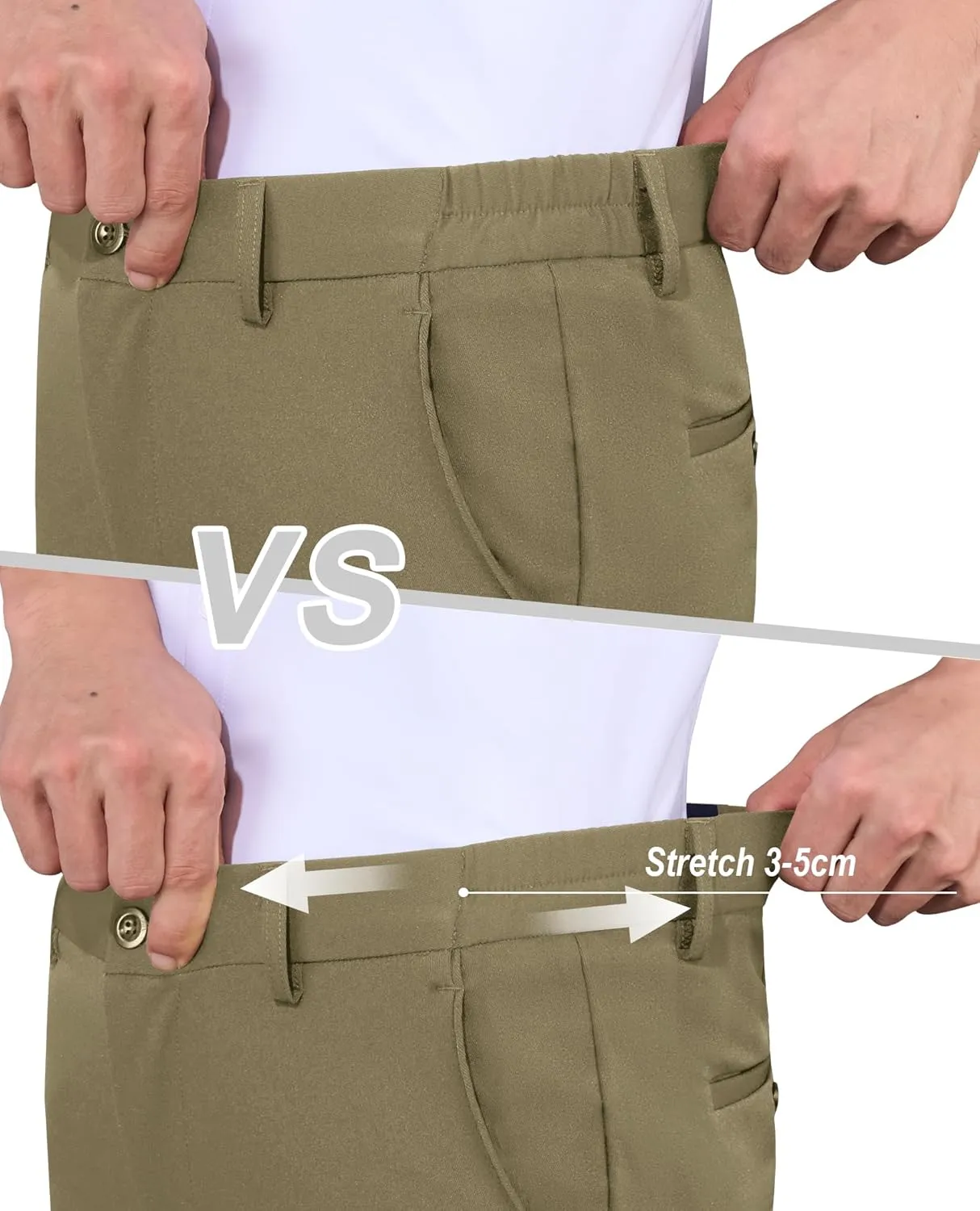 Mens Stretch Dress Pants Wrinkle Free Mens Slim Fit Dress Pants Expandable Waist Suit Pants Golf Pants Men