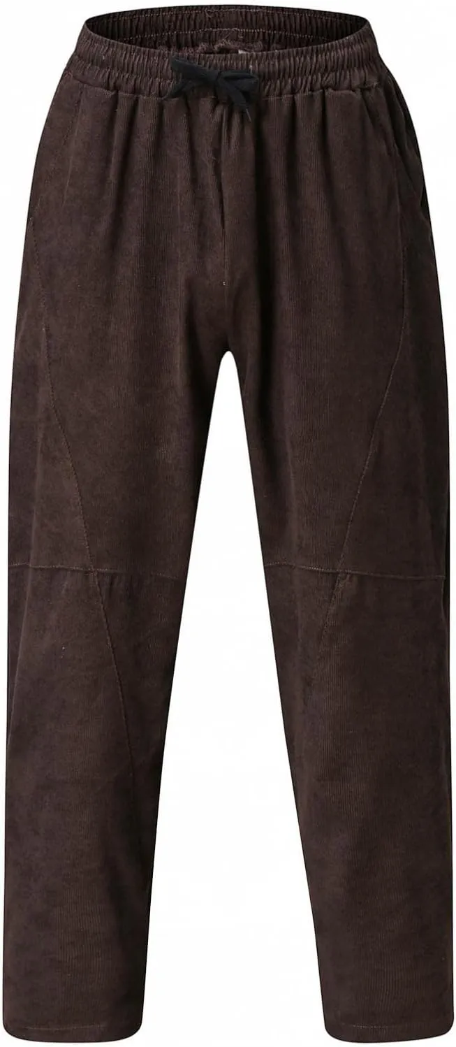 Mens Sweatpants Baggy Tapered Corduroy Harem Trouser Bottoms Casual Split Elastic Waist Hip Hop Running Joggers Pants