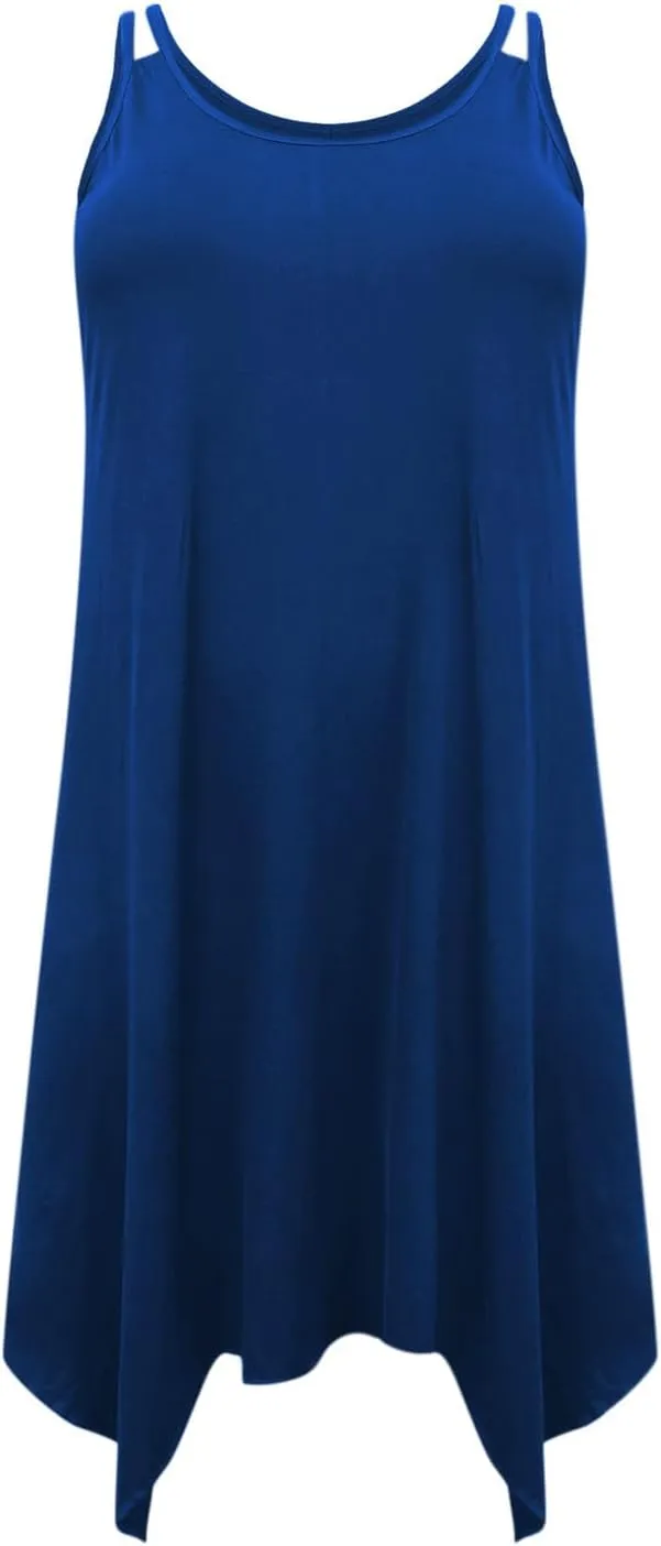 Midi Dresses for Women 2025 Casual Sleeveless Crewneck Sundress Flowy Irregular Hem Fashion Summer Beach Dress