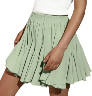 Mini Skirt Women Pleated Mini Skirt Elastic Waist Skater Skirt Flared Ruffle Lingerie Skirts