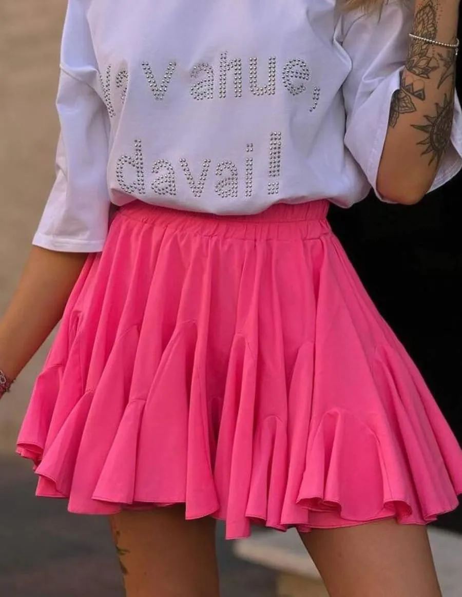 Mini Skirt Women Pleated Mini Skirt Elastic Waist Skater Skirt Flared Ruffle Lingerie Skirts