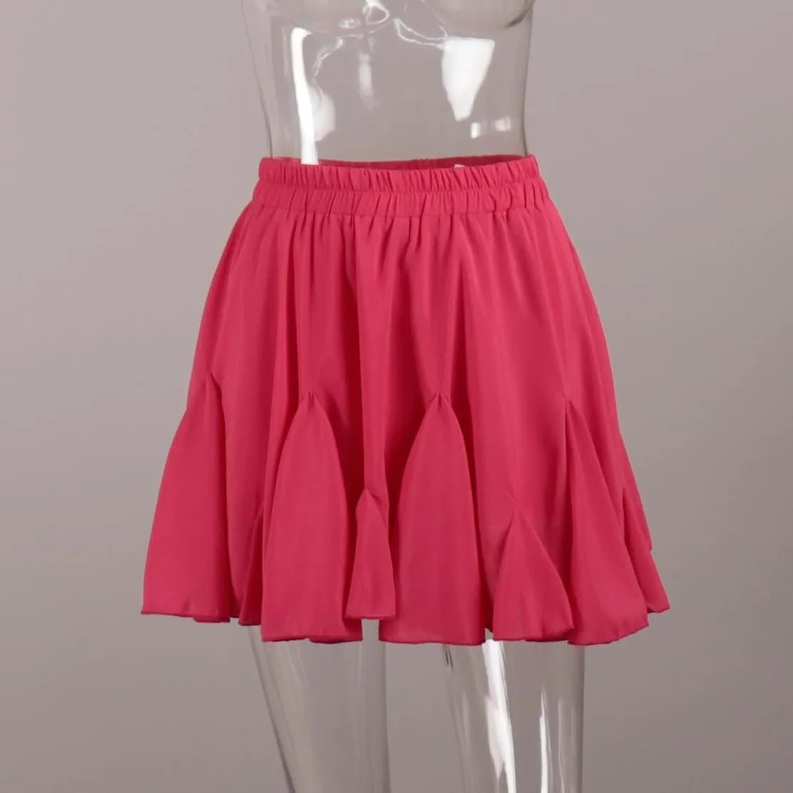 Mini Skirt Women Pleated Mini Skirt Elastic Waist Skater Skirt Flared Ruffle Lingerie Skirts