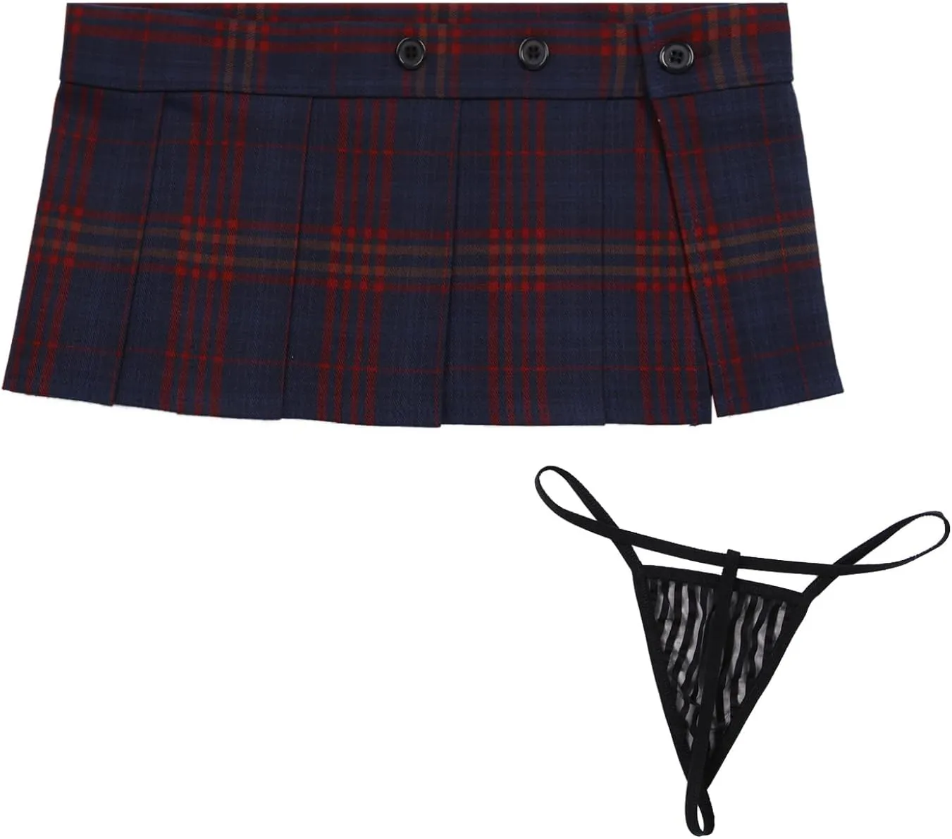 Mufeng Women's Flared Ruffles Pleated Mini Skirt Wrap Skirt Schoolgirl Lingerie