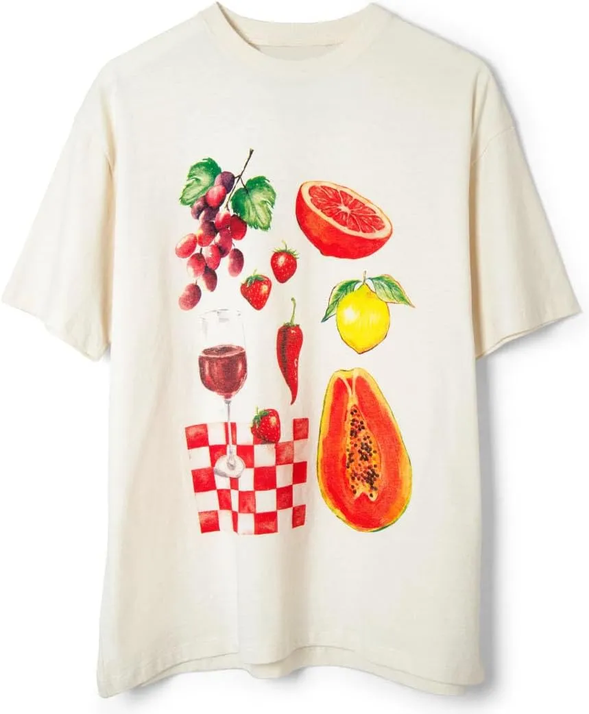 Muineobuka Women Y2k Fruit Graphic Tees Oversized Short Sleeve Crewneck Loose T Shirts Summer Aesthetic Streetwear