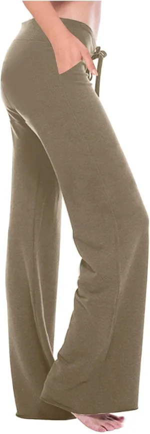 Mzkdieey Women's Wide Leg Yoga Pants Casual Drawstring Sweatpants Baggy Comfy Lounge Pants Pajama Bottoms with Pockets