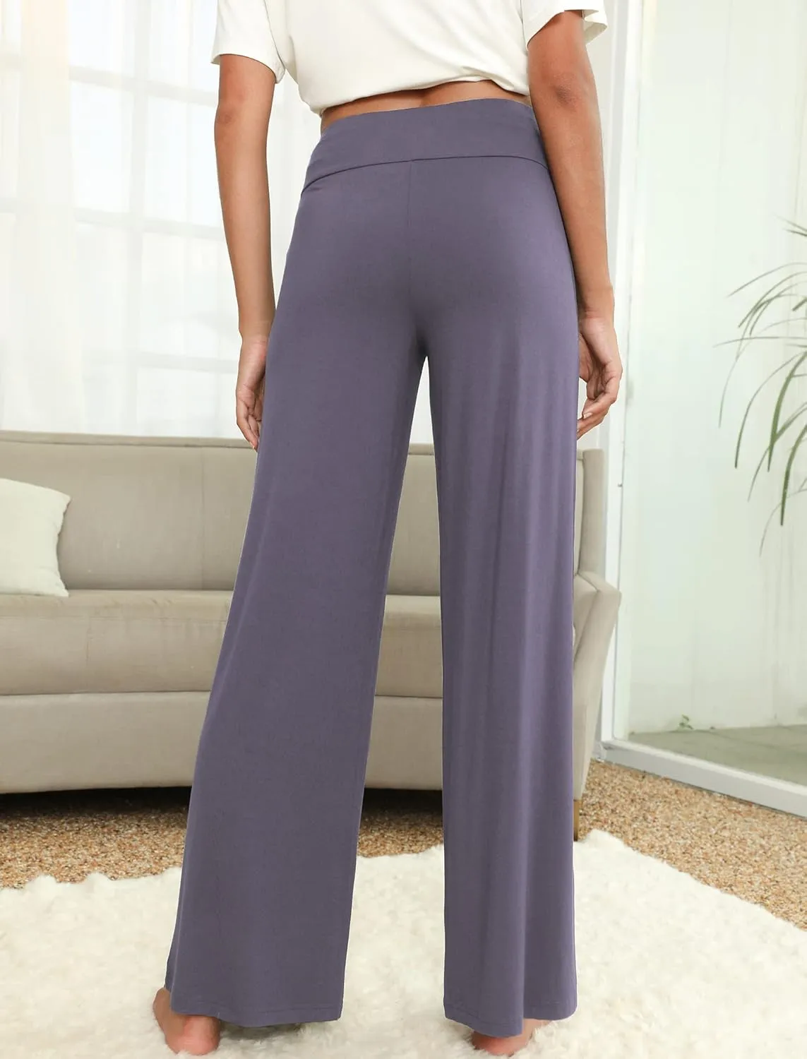 NACHILA Women's Pajama Bottoms,Viscose Made from Bamboo- Wide Leg Lounge Pants Cool Yoga Pants Soft Sweatpants