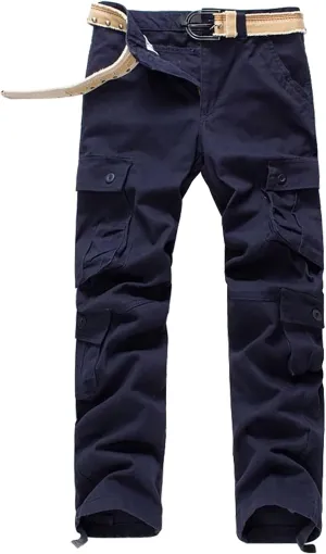 NATHGAM Men's Straight Cargo Pants Multi Pockets Casual Outdoor Hiking Pants Baggy Fit Tactical Cargo Pants Lightweight Pants