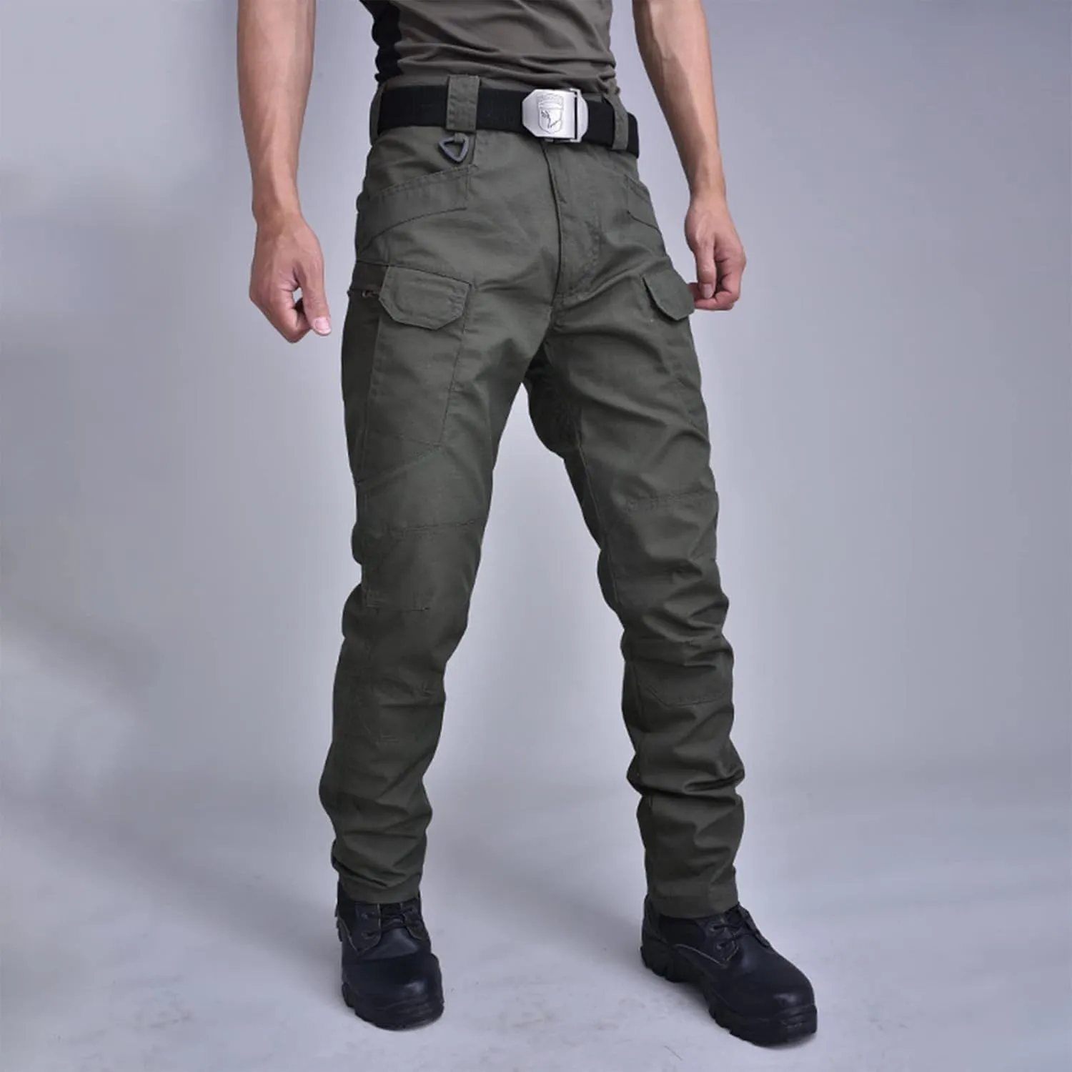 OIOLOYJM Cargo Pants for Men Relaxed Fit Work Hiking Waterproof Pants Stretch Tactical Pants Lightweight Outdoor Travel Pants