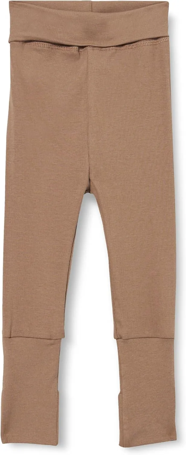 Organic Cotton Rib Pants with Foldable Feet | Warm & Stylish Baby Bottoms Pants with Adjustable Waistband, Elastic Waist