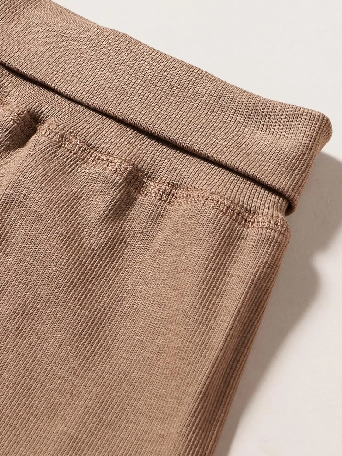 Organic Cotton Rib Pants with Foldable Feet | Warm & Stylish Baby Bottoms Pants with Adjustable Waistband, Elastic Waist
