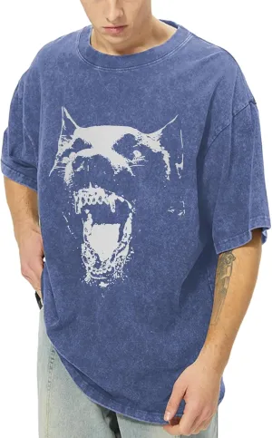 Oversized Graphic Tees Vintage Shirt Men Baggy Y2k Cotton Acid Wash T Shirts Harajuku Streetwear Grunge Aesthetic Top