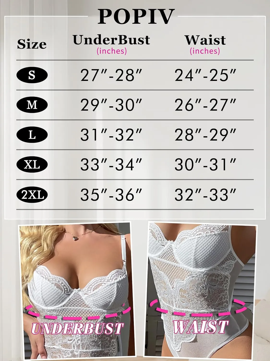 popiv Women One Piece Lingerie Lace Body Suits Teddy Corset Tops Underwire Bodysuit