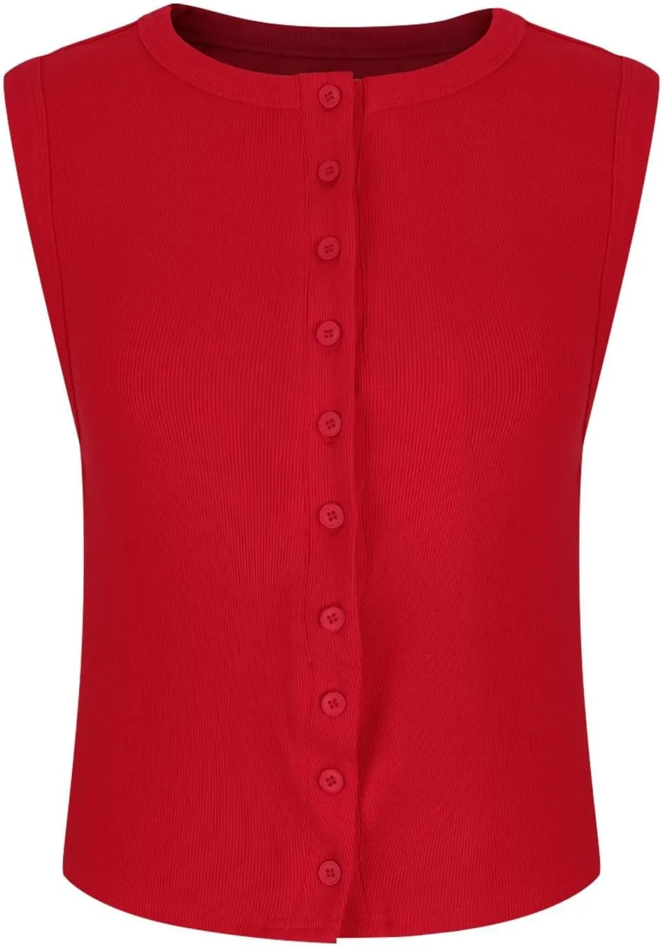 Ribbed Kint Tank Tops for Women Summer Button Front Sleeveless Cropped Shirts Casual Sexy Slim Fit Going Out Blouse