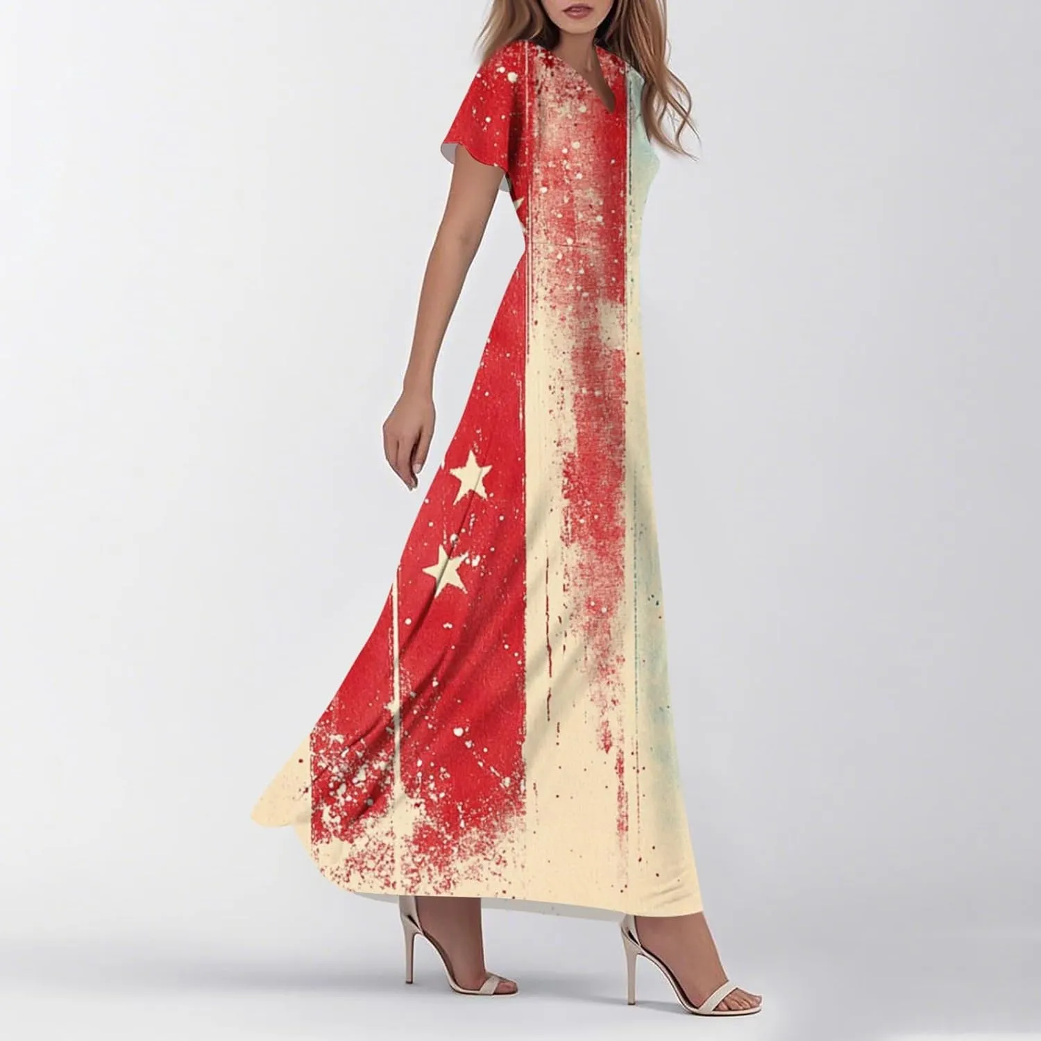 RTTUIOP Summer Maxi Dresses for Women 2025 4th of July Dress Women Patriotic American Flag Spring Summer Long Flowy Dresse