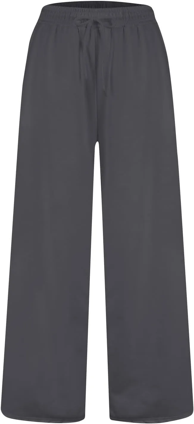Ruziyoog Womens Wide Leg Sweatpants Workout Active Joggers Pants Baggy Lounge Bottoms Casual Loose Solid Color Pants