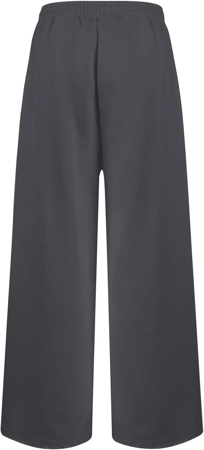 Ruziyoog Womens Wide Leg Sweatpants Workout Active Joggers Pants Baggy Lounge Bottoms Casual Loose Solid Color Pants
