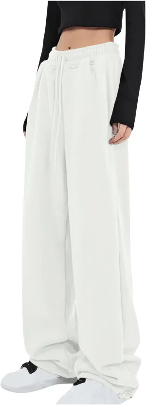 Ruziyoog Womens Wide Leg Sweatpants Workout Active Joggers Pants Baggy Lounge Bottoms Casual Loose Solid Color Pants