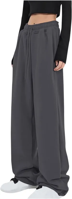Ruziyoog Womens Wide Leg Sweatpants Workout Active Joggers Pants Baggy Lounge Bottoms Casual Loose Solid Color Pants