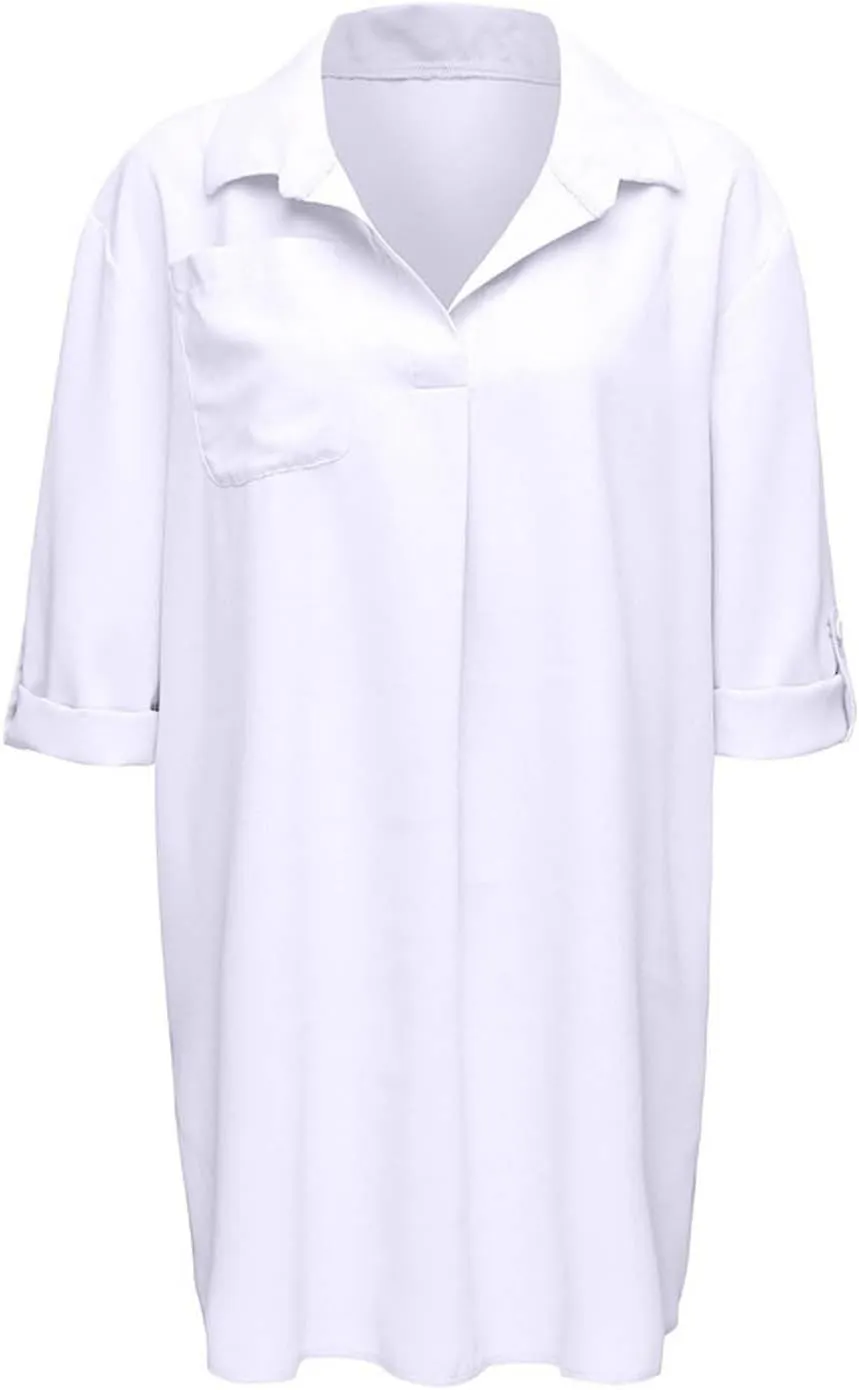Shift Dresses for Women 2025 Retro Button Down 3/4 Sleeve T Shirt Dress Plus Size Cute Preppy Sundresses for Girls