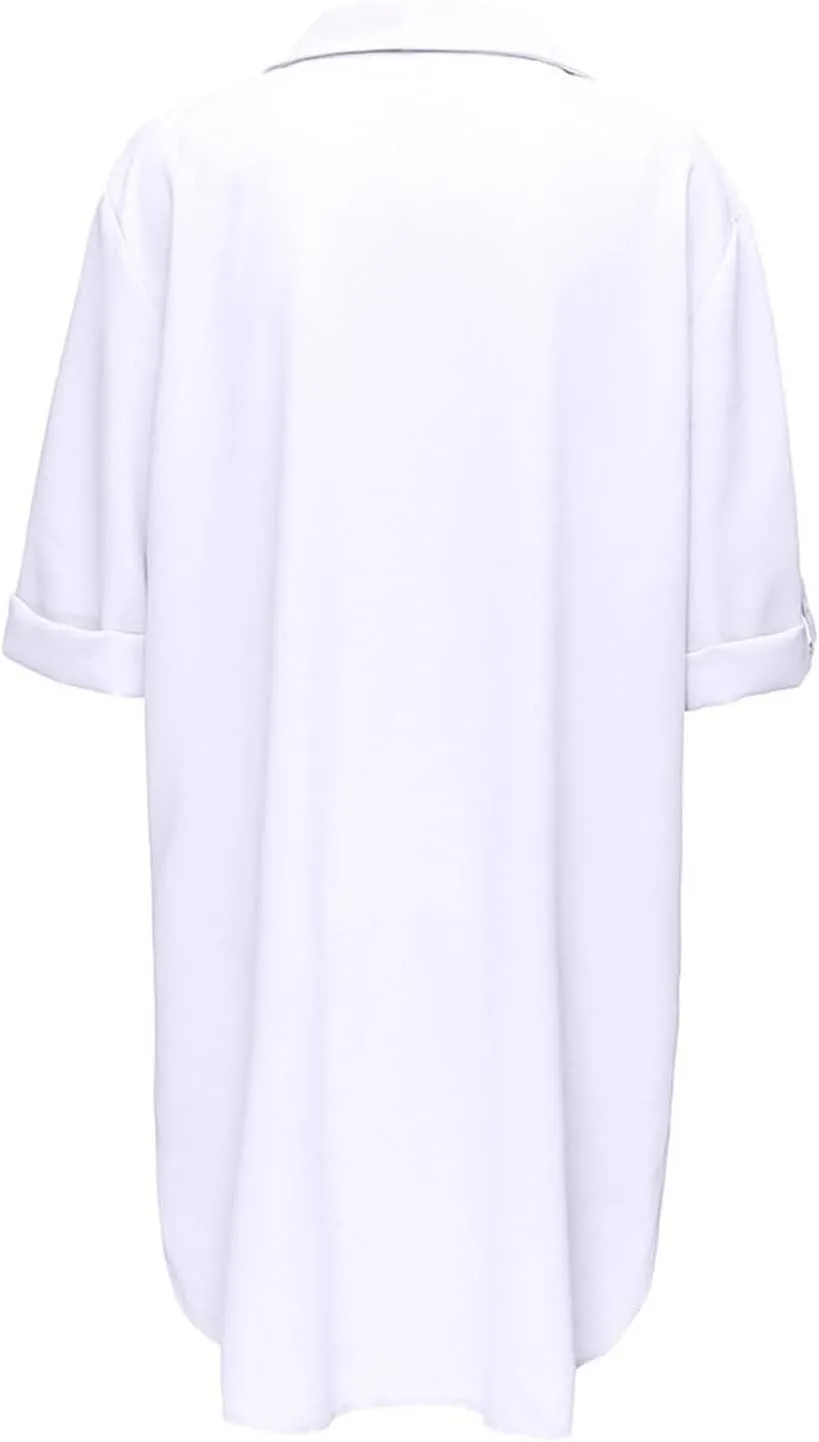 Shift Dresses for Women 2025 Retro Button Down 3/4 Sleeve T Shirt Dress Plus Size Cute Preppy Sundresses for Girls