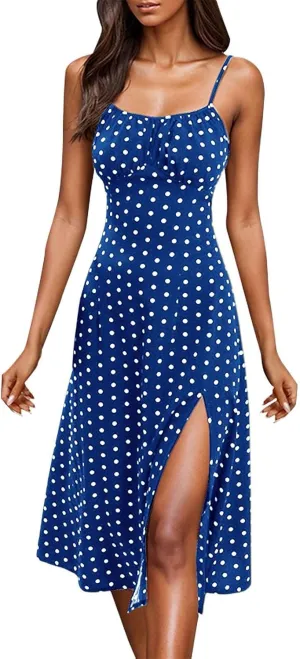 Summer Boho Floral Dress Casual Loose Sleeveless V Neck Tiered Ruffle Beach Maxi Sundress with Pockets