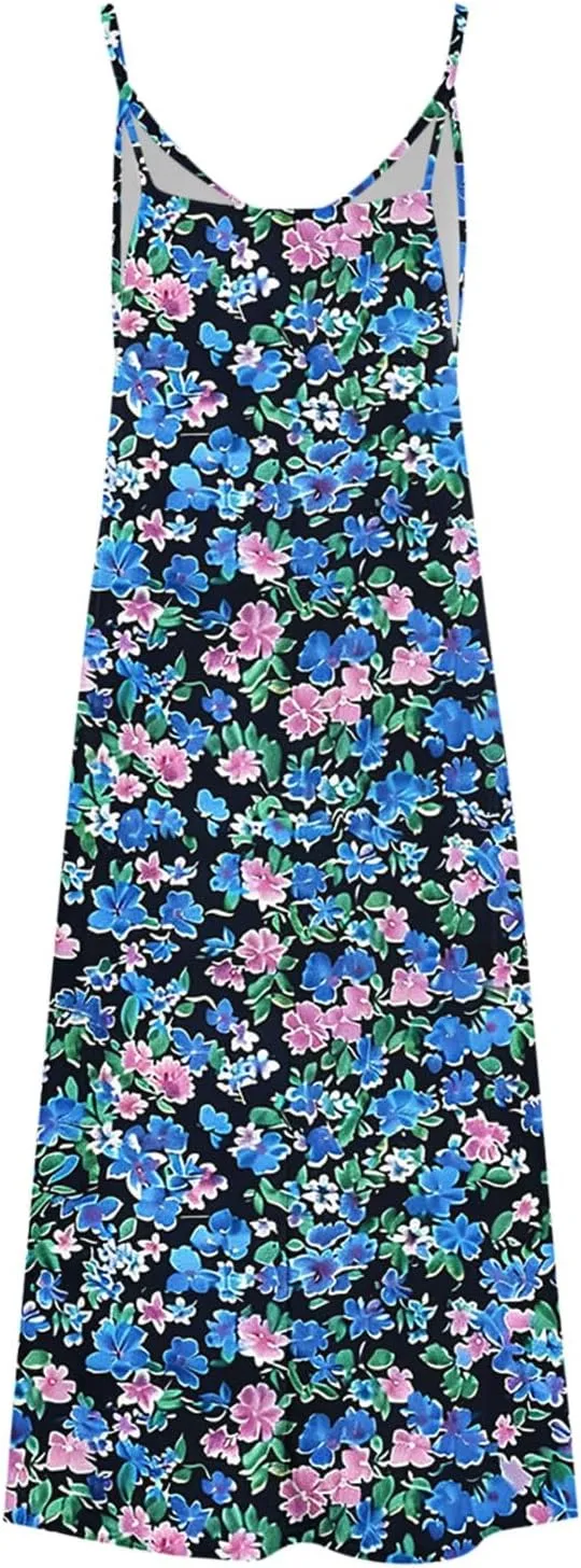 Summer Dresses for Women 2025 Beach Vacation Maxi Dress Spaghetti Strap Floral Print Sundress Casual Travel Clothes