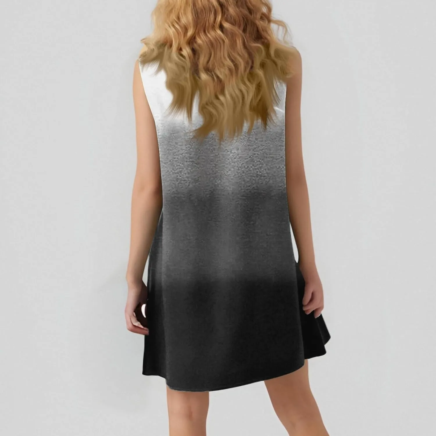 Summer Dresses for Women 2025 Beach Vacation Spring Clothes Sleeveless Round Neck Casual Sun Dress