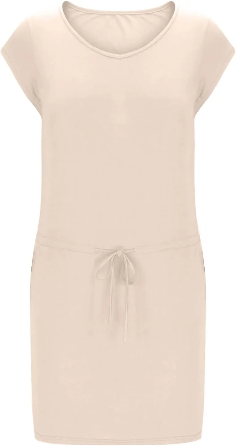 Summer Dresses for Women 2025 Casual V-Neck Short Sleeve Sundress Ladies Fashion Work Mini Dresses with Pockets