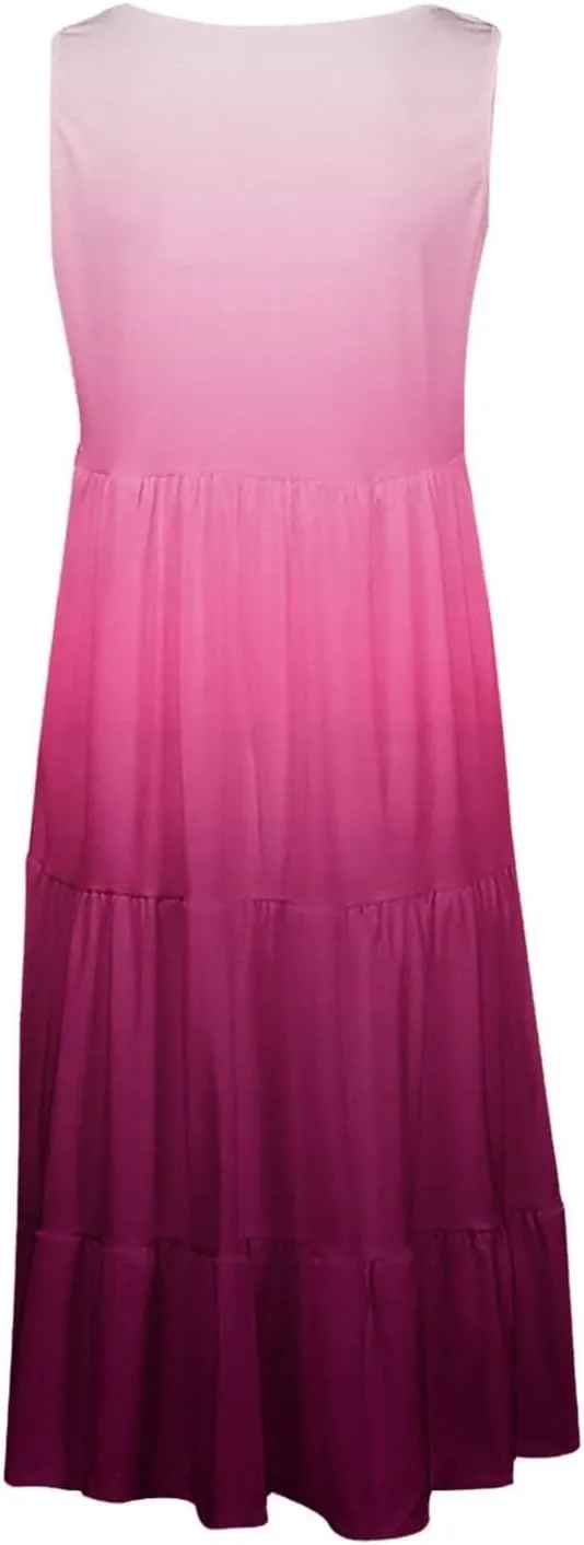 Summer Dresses for Women 2025 Loose Crew Neck Sleeveless Casual Sundresses Loose Holiday Vacation Midi Dress